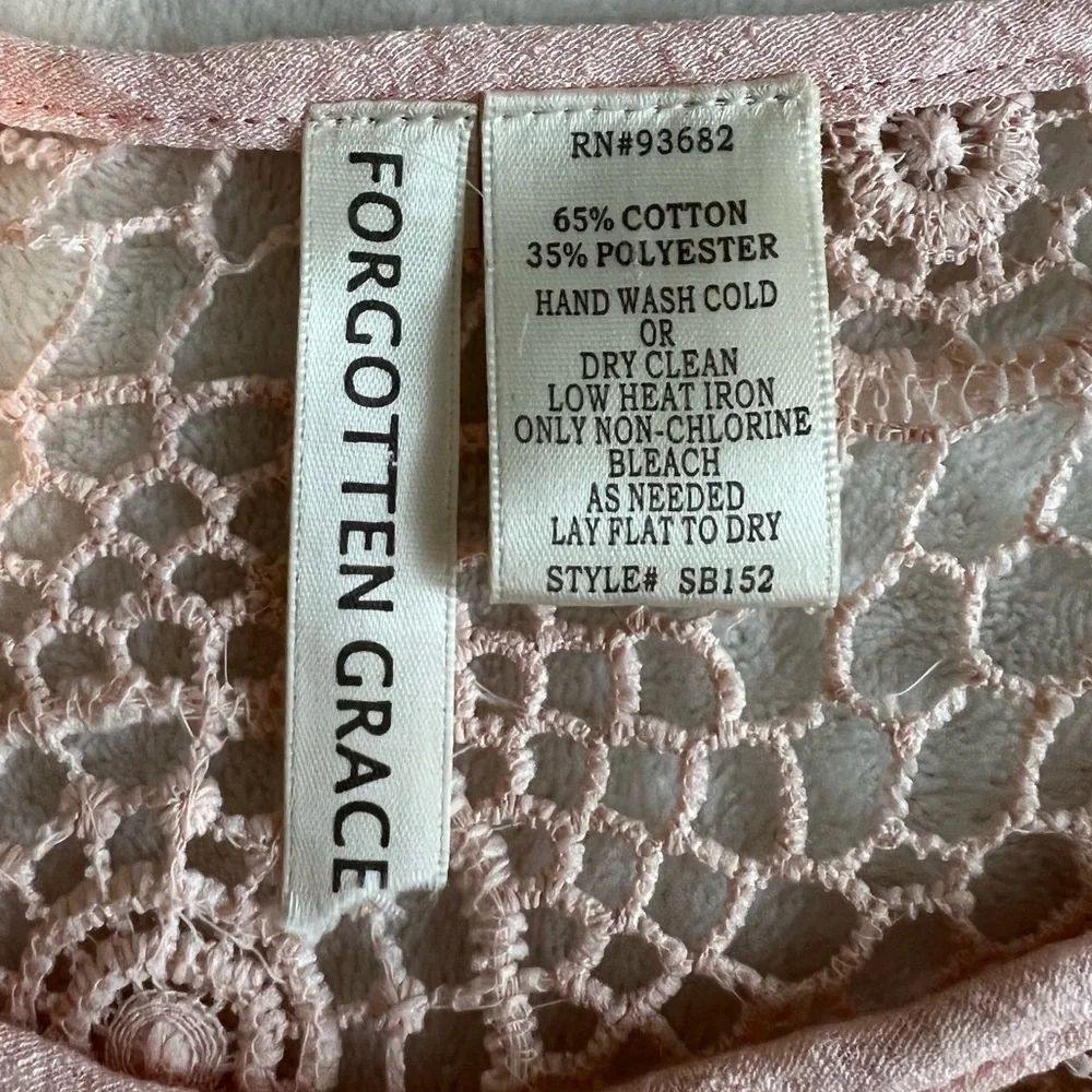 Forgotten Grace Blouse Womens Pink Top with Lace Detail Size XL - Picture 3 of 10